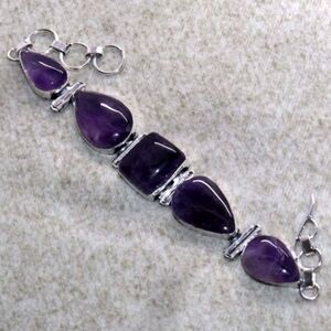 Amethyst Gemstone 925 Sterling Silver Hand Crafted Bracelet